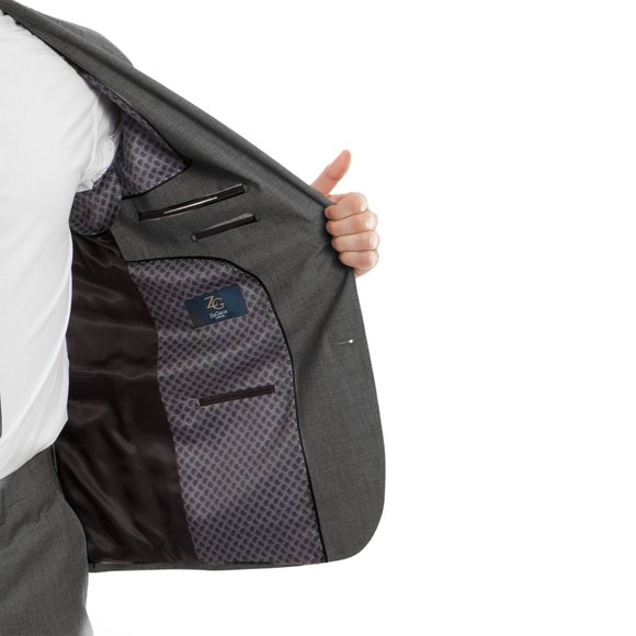 Men's Wool Suit 2pc By ZeGarie Uomo, Grey - Picture 3 of 3